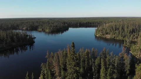 Drone moving forward above beautiful blue lake  Stock Footage 137037217