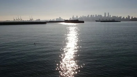 Drone moving forward over the sea Stock Footage 93334891