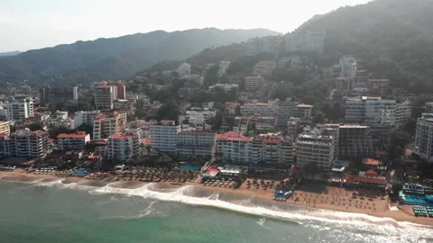 Drone moving on the ocean beach Stock Footage 143392522