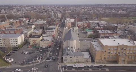Drone moving over buildings in Wayne NJ 스톡 동영상 99209362