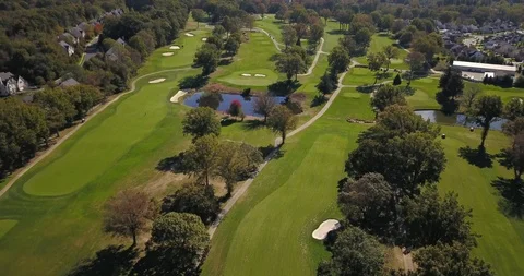 Drone moving over golf course Stock Footage 118463336