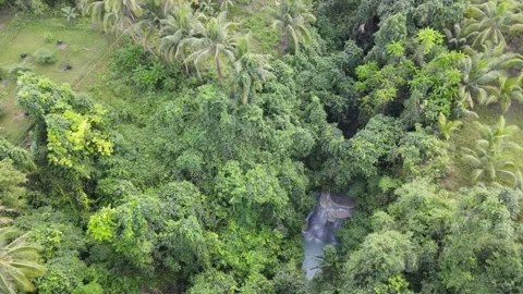 Drone is moving towards to the waterfall Stock Footage 301602803