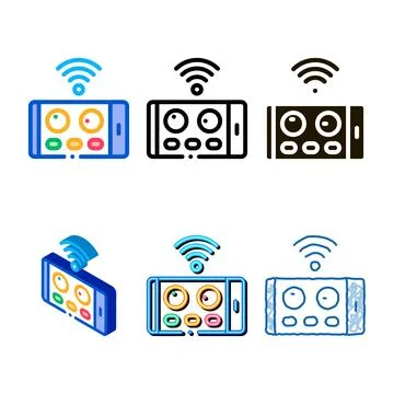 Drone multistyle phone application remote control icon vector outline Stock Illustration