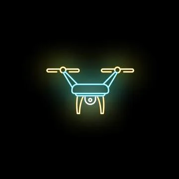 Drone neon glowing icon symbolizing modern technology Stock-Illustration