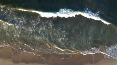 Drone Newport Beach Top Down Waves Crashing 4K 30FPS Stock Footage 195130639