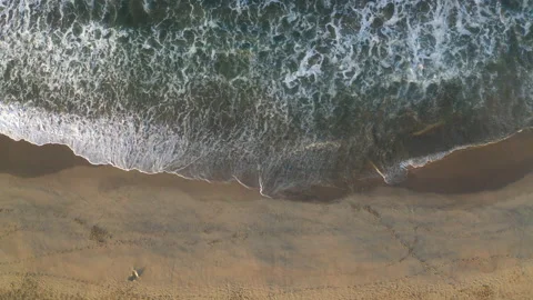 Drone Newport Beach Waves Breaking On Sand 4K 30FPS Stock Footage 195130831