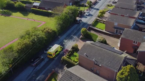 Drone. NHS UK ambulance responding to an emergency. Hull.UK 1.3.2026 Stock Footage 333761634