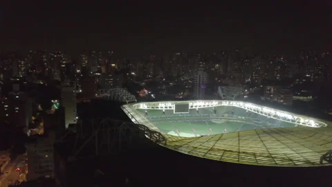 Drone Night football stadium Brazil Stock Footage