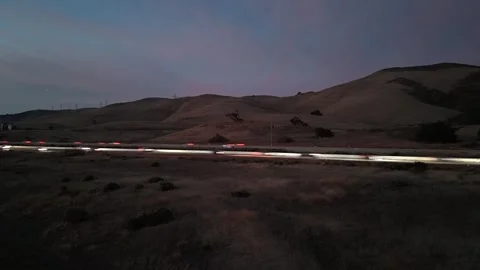 Drone Night Highway Hyperlapse Stock Footage 321371569