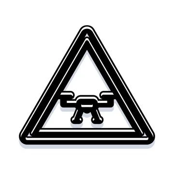 Drone no fly zone warning sign icon Stock Illustration
