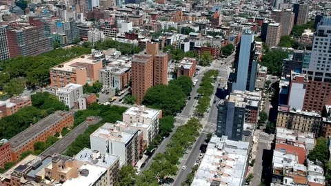 Drone | NYC  Sinking Shot of Traffic Video stock 93000264