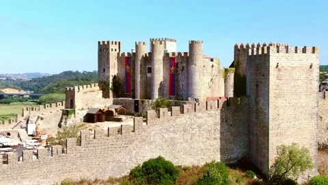 Drone Obidos 4k. medieval castle in Portugal. Castelo de Obidos. Summer Europe Stock Footage 224926529