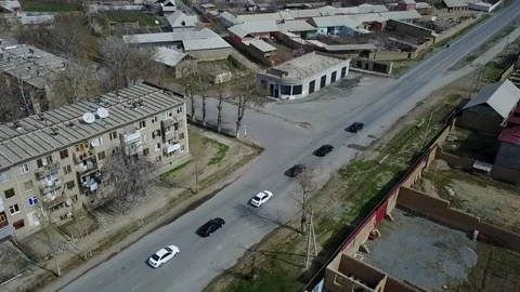 The drone observes cars. Stock Footage 90397151