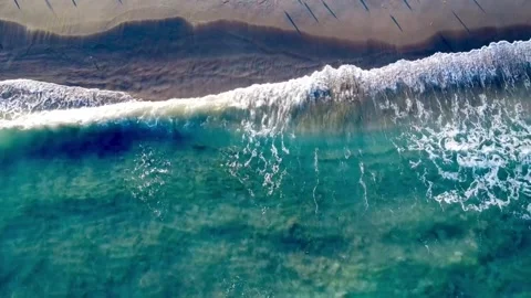 Drone ocean beach waives view  Video stock 229450085