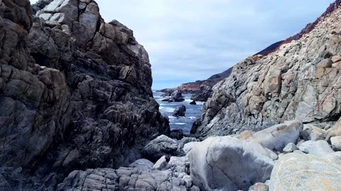 Drone Ocean Flight Over Rocks Video stock 217826204