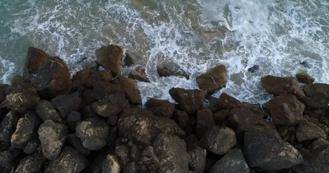 Drone - Ocean, Waves, Rocks 02 Stock Footage 91705965