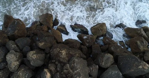 Drone - Ocean, Waves, Rocks Stock Footage 91705957