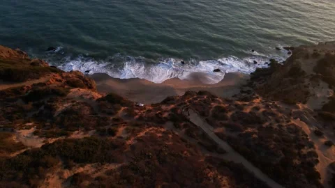 Drone of Ocean Waves at Sunset in Malibu Video stock 230926545