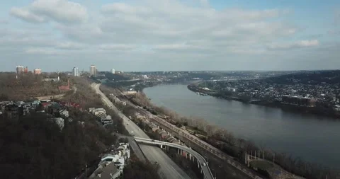 Drone of Ohio River Stock Footage 147465723