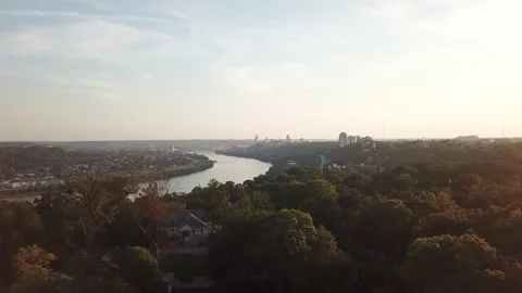 Drone Ohio River at Sunset Stock Footage 137267425