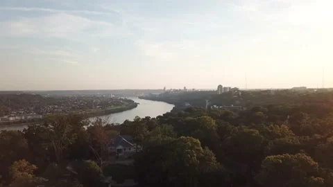Drone Ohio River at Sunset Stock Footage 147465738