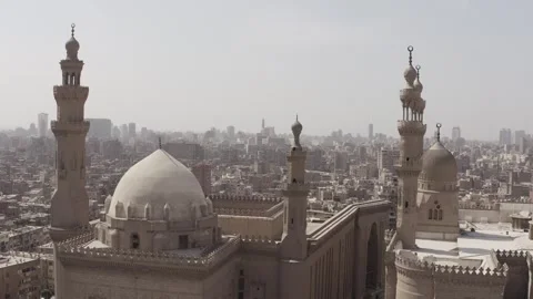 Drone for Old Egypt - Cairo multiple mosque , side by side 4 Ap. 2025 Stock Footage 310009338
