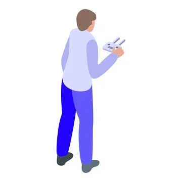 Drone operator is controlling a drone with a remote controller Stock Illustration