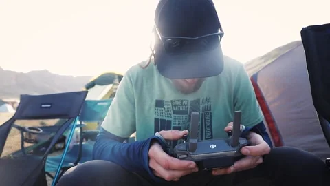 Drone operator with remote control Video stock 242356084