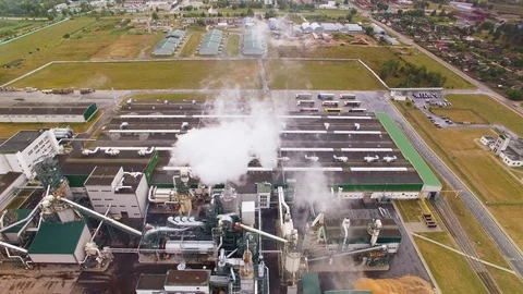 Drone or camera flies into smoke or steam. Aerial view. Smoke comes out of Stock Footage 95681098