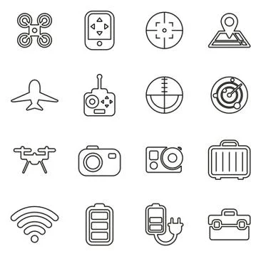 Drone Or Quadcopter Icons Thin Line Vector Illustration Set Stock Illustration