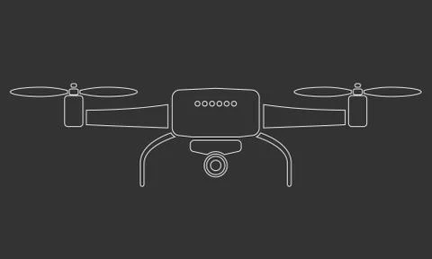 Drone or quadrocopter aerial camera icon with line art style. Vector Stock Illustration