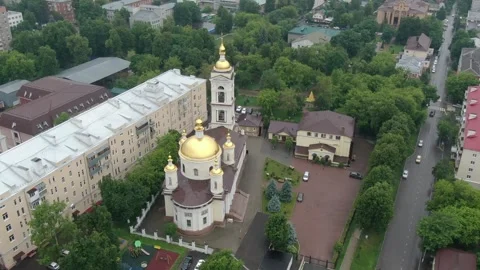 Drone orbit above Trinity Cathedral complex Stock Footage 327858640