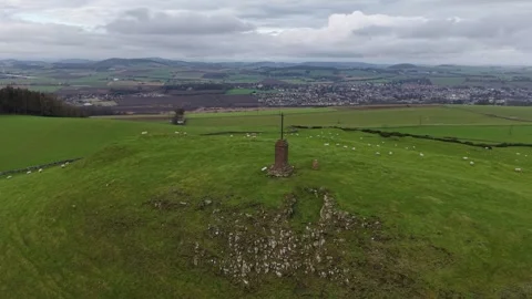 Drone Orbit Around Hill of Tarvit Monument, Fife, Scotland 1 Stock Footage 328261344