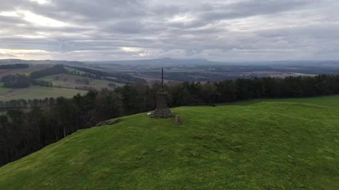 Drone Orbit Around Hill of Tarvit Monument, Fife, Scotland Stock Footage 328261352