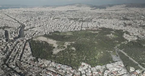Drone Orbit Around Philopappos Hill with Panoramic View of Athens, Greece Stock-Footage 344005191