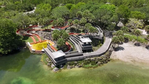 Drone orbit around water slide. Stock Footage 310570690