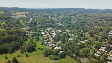 Drone Orbit Left In Palmwoods Main Street Sunshine Coast Hinterland Australia Stock Footage 152444189