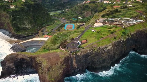 Drone orbit of Miradouro do Guindaste and Faial coastline, Madeira Vídeos de archivo 328640892