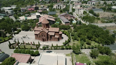 Drone orbit movement around the Holy Mother of God Church in Yerevan Stock Footage 237804342