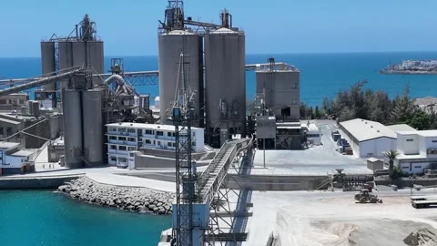 Drone Orbit of Old Factory on White Island in Tropical Ocean, Arguineguín Stock Footage 310143280