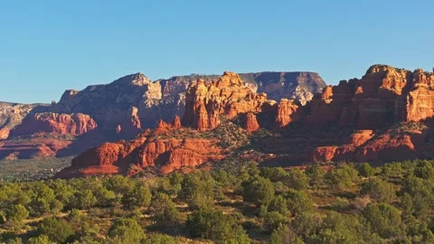 Drone orbit or parallax around desert alpenglow illuminating Submarine Stock-Footage 253766987