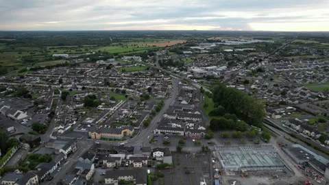 Drone orbit over the Grand Canal in Tullamore, County Offaly, Ireland Stock Footage 346746415