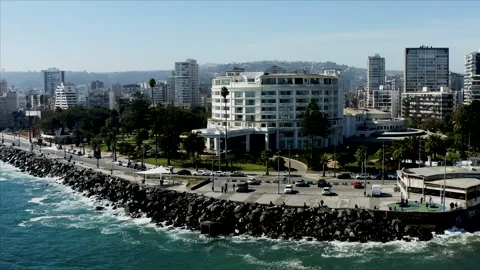 Drone Orbit sequence at Vina del Mar, Chile 動画素材 136208003