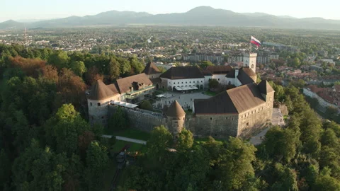 Drone Orbit Shot Of Ancient Castle Stock Footage 136155823