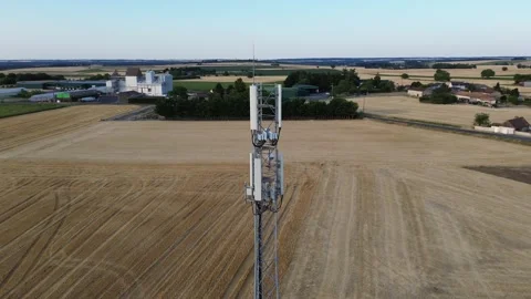 Drone Orbit Shot Around Cellular Tower in Rural Countryside Stock Footage 339372050