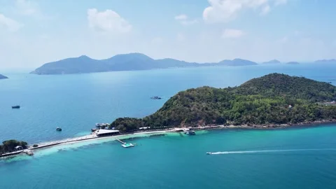 Drone orbit shot around Nam Du Island and surrounding archipelago 4K Stock Footage 333938988
