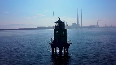 Drone Orbit Shot of lighthouse on Dublin Bay Stock Footage 272608089