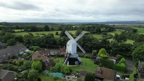 Drone Orbit Shot of Windmill Hill, Herstmonceux, England Stock Footage 303282110