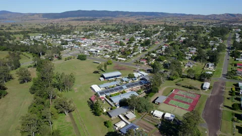 Drone orbit view of Kilcoy High School Queensland Stock Footage 200952827