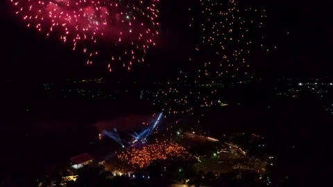 Drone Orbit wide shot sky lanterns3 4k 60fps Stock Footage 101008341